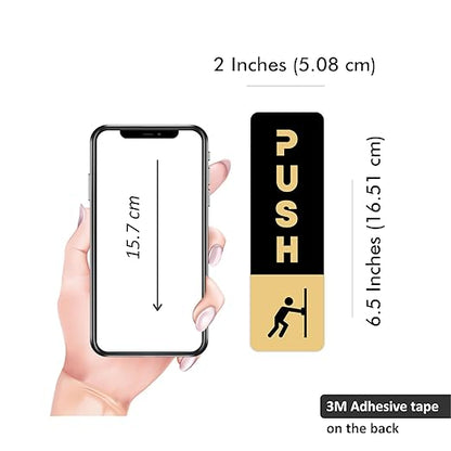 Black & Gold Push/Pull Door Sign Plates with Icon – Modern Style