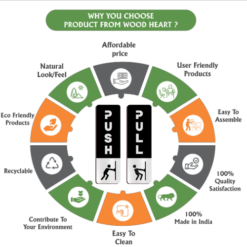 Black & Silver Push/Pull Door Sign Plates with Icon – Modern Brushed Finish