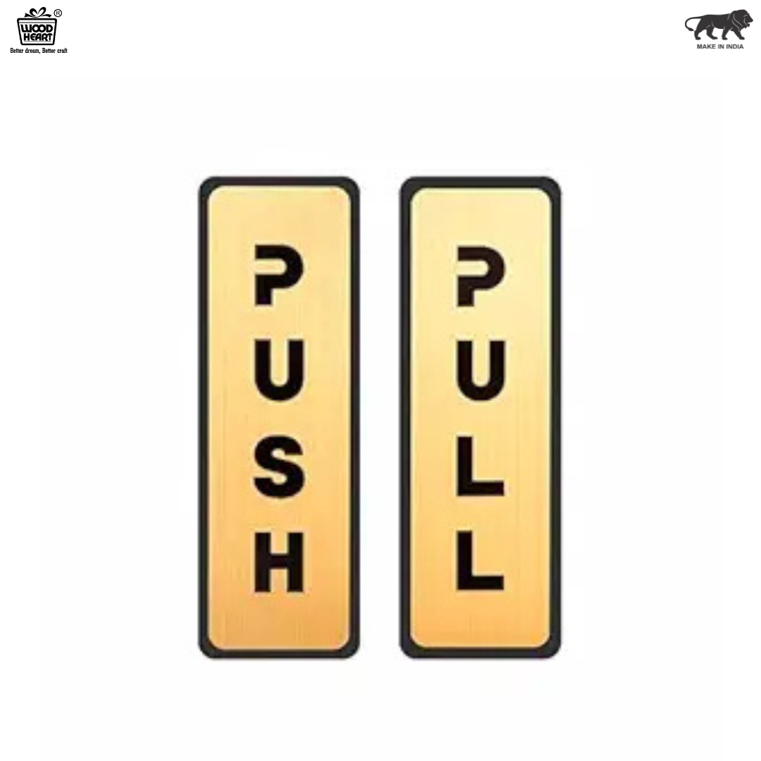 Gold Finish Push/Pull Door Sign Plates – Elegant Vertical Design
