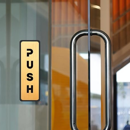 Gold Finish Push/Pull Door Sign Plates – Elegant Vertical Design