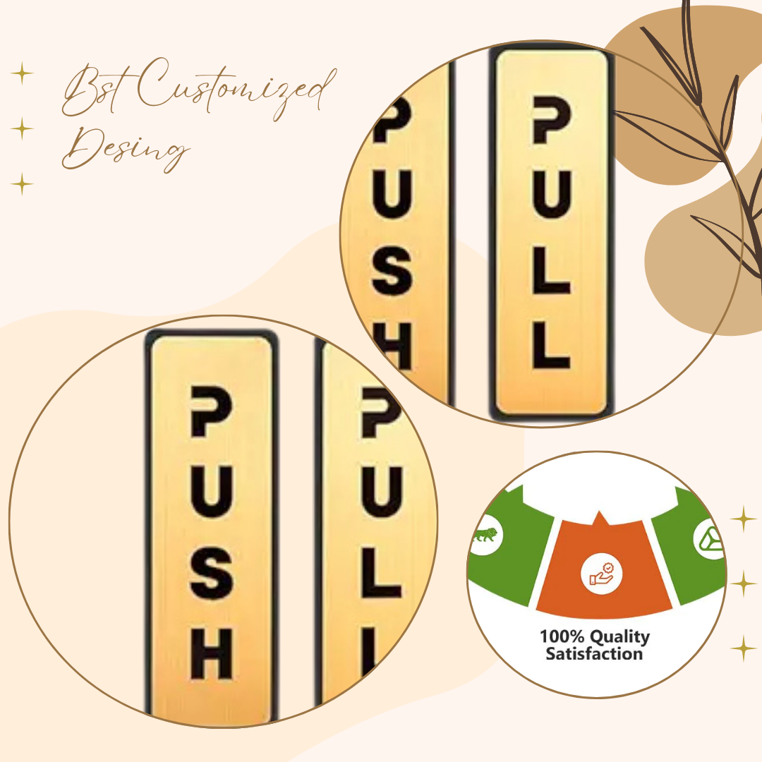 Gold Finish Push/Pull Door Sign Plates – Elegant Vertical Design