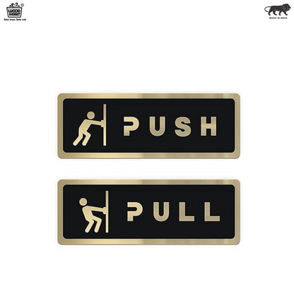 Premium Black & Gold Push/Pull Door Sign Plates with Icons