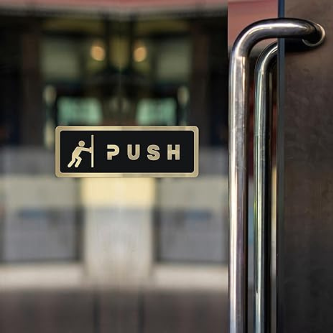 Premium Black & Gold Push/Pull Door Sign Plates with Icons
