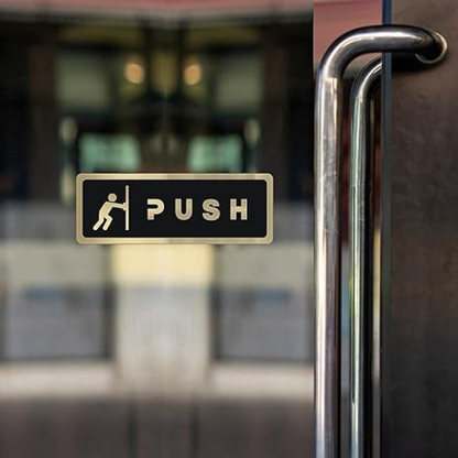 Premium Black & Gold Push/Pull Door Sign Plates with Icons