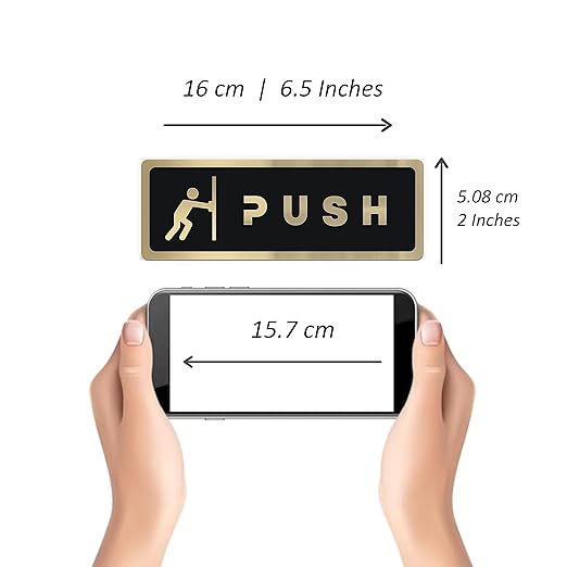Premium Black & Gold Push/Pull Door Sign Plates with Icons