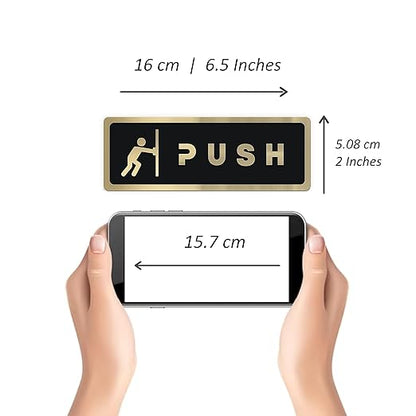 Premium Black & Gold Push/Pull Door Sign Plates with Icons