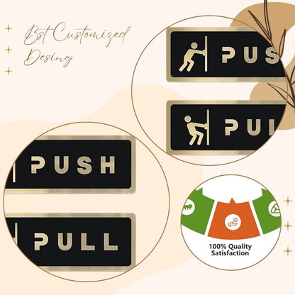 Premium Black & Gold Push/Pull Door Sign Plates with Icons