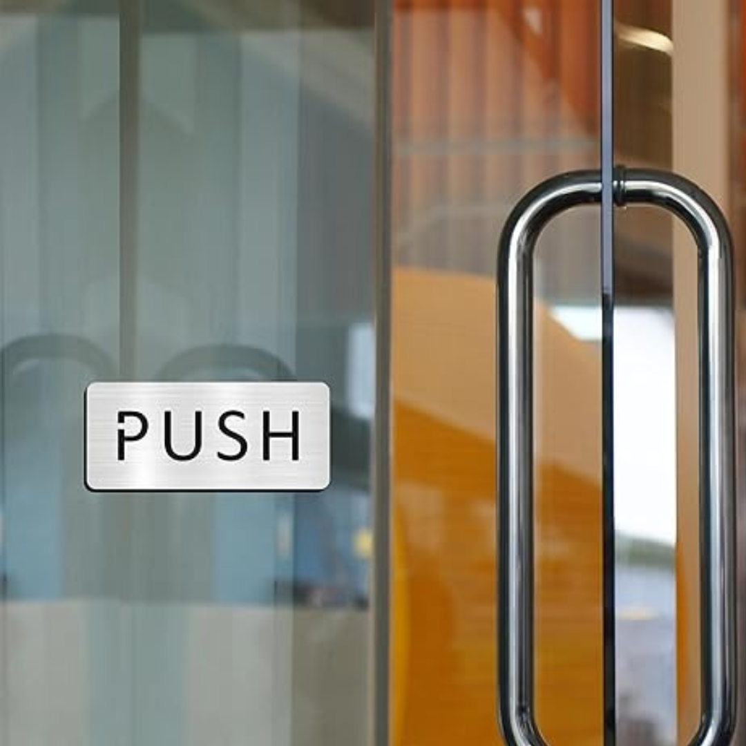 Brushed Silver Push/Pull Door Sign Plates