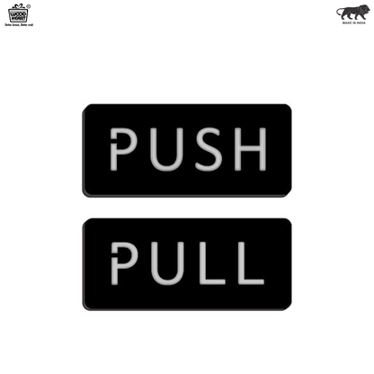Black & Silver Push/Pull Door Sign Plates