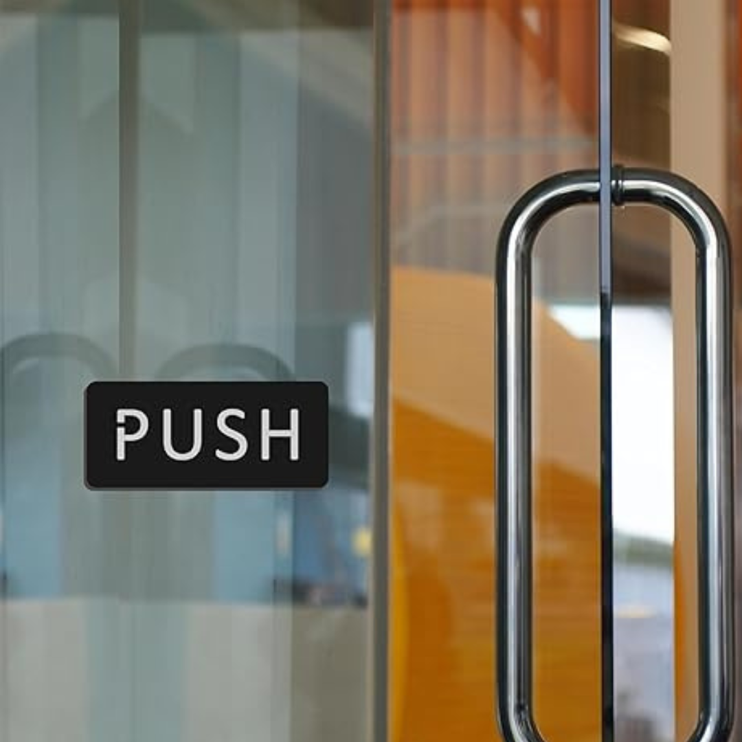 Black & Silver Push/Pull Door Sign Plates