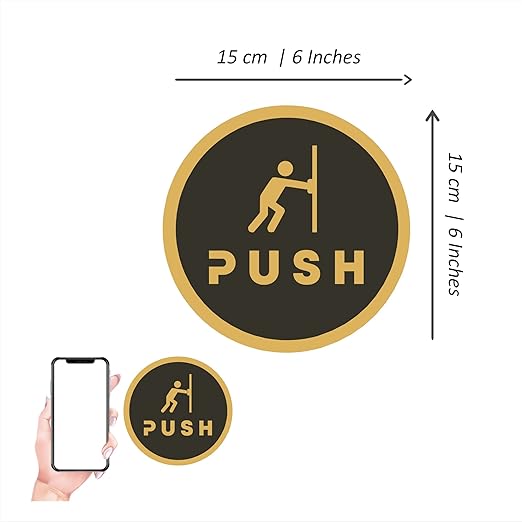 Luxury Gold & Black Push/Pull Door Sign Plates (Round)