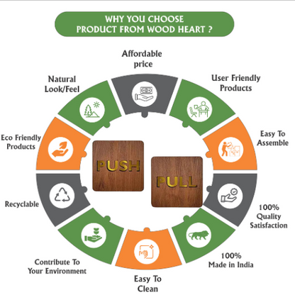 Premium Wooden Push & Pull Door Sign Board – Golden Letter Cut Design