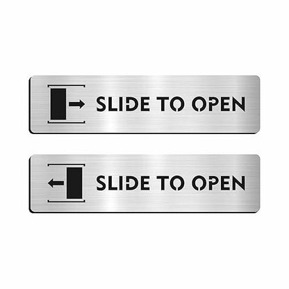 Brushed Silver "Slide to Open" Door Sign Plates (Set of 2)