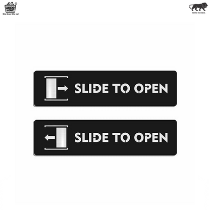 Matte Black "Slide to Open" Door Sign Plates (Set of 2)