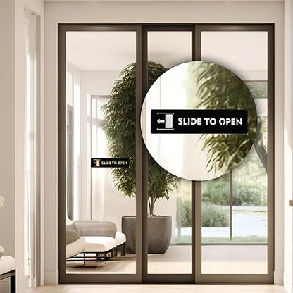 Matte Black "Slide to Open" Door Sign Plates (Set of 2)