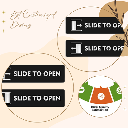 Matte Black "Slide to Open" Door Sign Plates (Set of 2)
