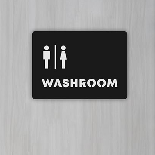 Matte Black Unisex Washroom Sign Plate