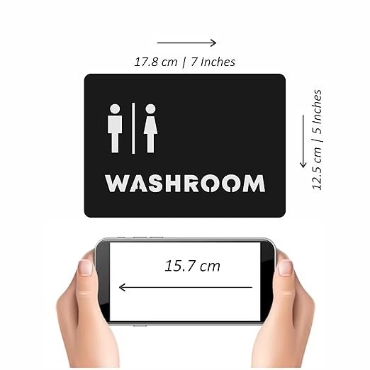 Matte Black Unisex Washroom Sign Plate