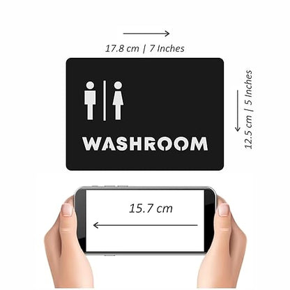 Matte Black Unisex Washroom Sign Plate