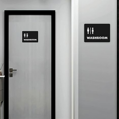 Matte Black Unisex Washroom Sign Plate