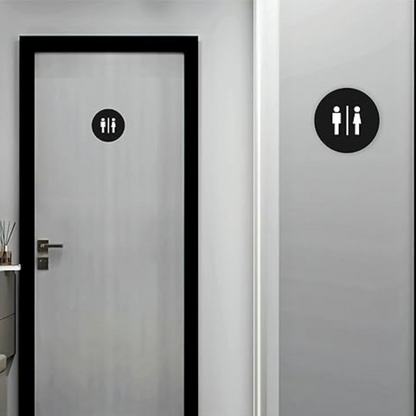 Round Unisex Restroom Sign Plate