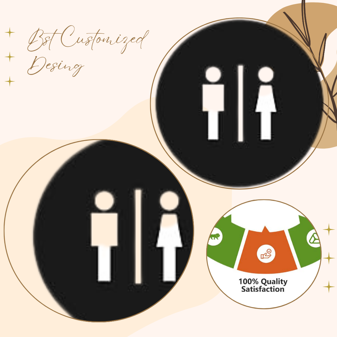 Round Unisex Restroom Sign Plate