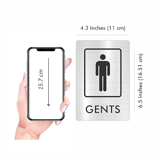 Brushed Metal Gents & Ladies Washroom Door Sign Set