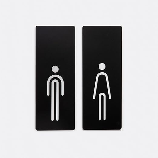 Minimalist Black & White Gents & Ladies Restroom Sign Set