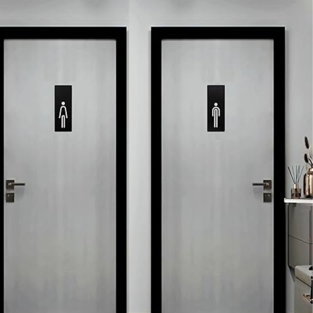 Minimalist Black & White Gents & Ladies Restroom Sign Set