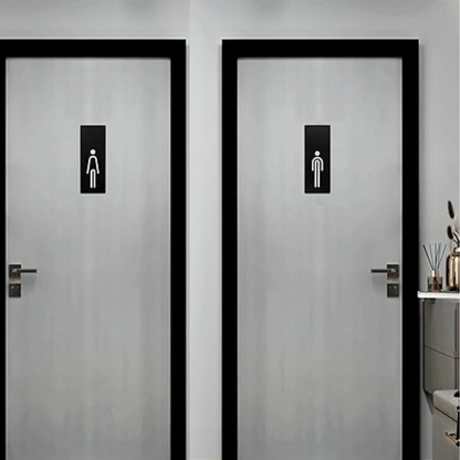 Minimalist Black & White Gents & Ladies Restroom Sign Set