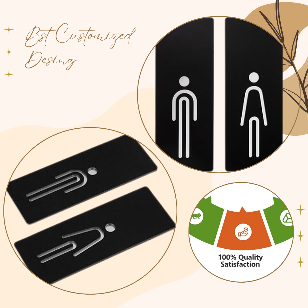 Minimalist Black & White Gents & Ladies Restroom Sign Set