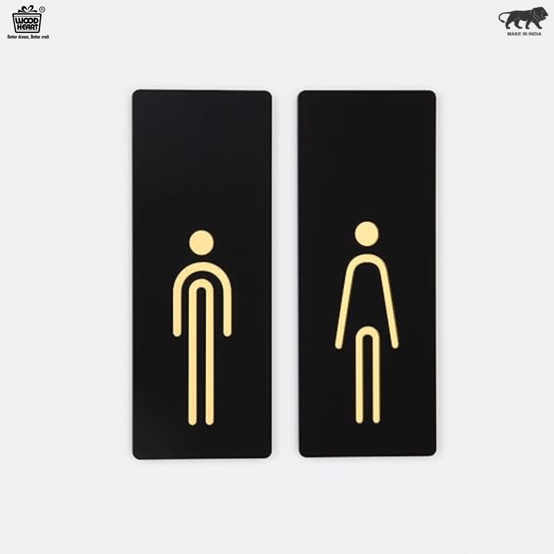 Premium Black & Gold Restroom Sign Set – Male & Female