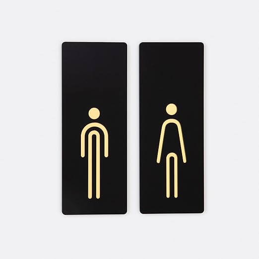 Premium Black & Gold Restroom Sign Set – Male & Female