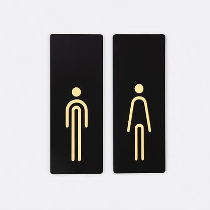 Premium Black & Gold Restroom Sign Set – Male & Female
