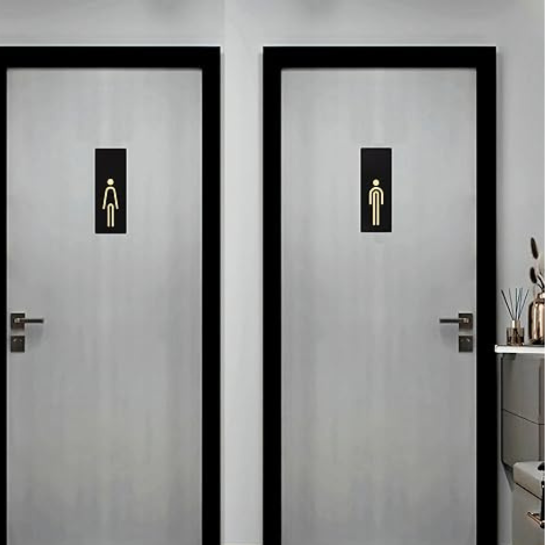 Premium Black & Gold Restroom Sign Set – Male & Female