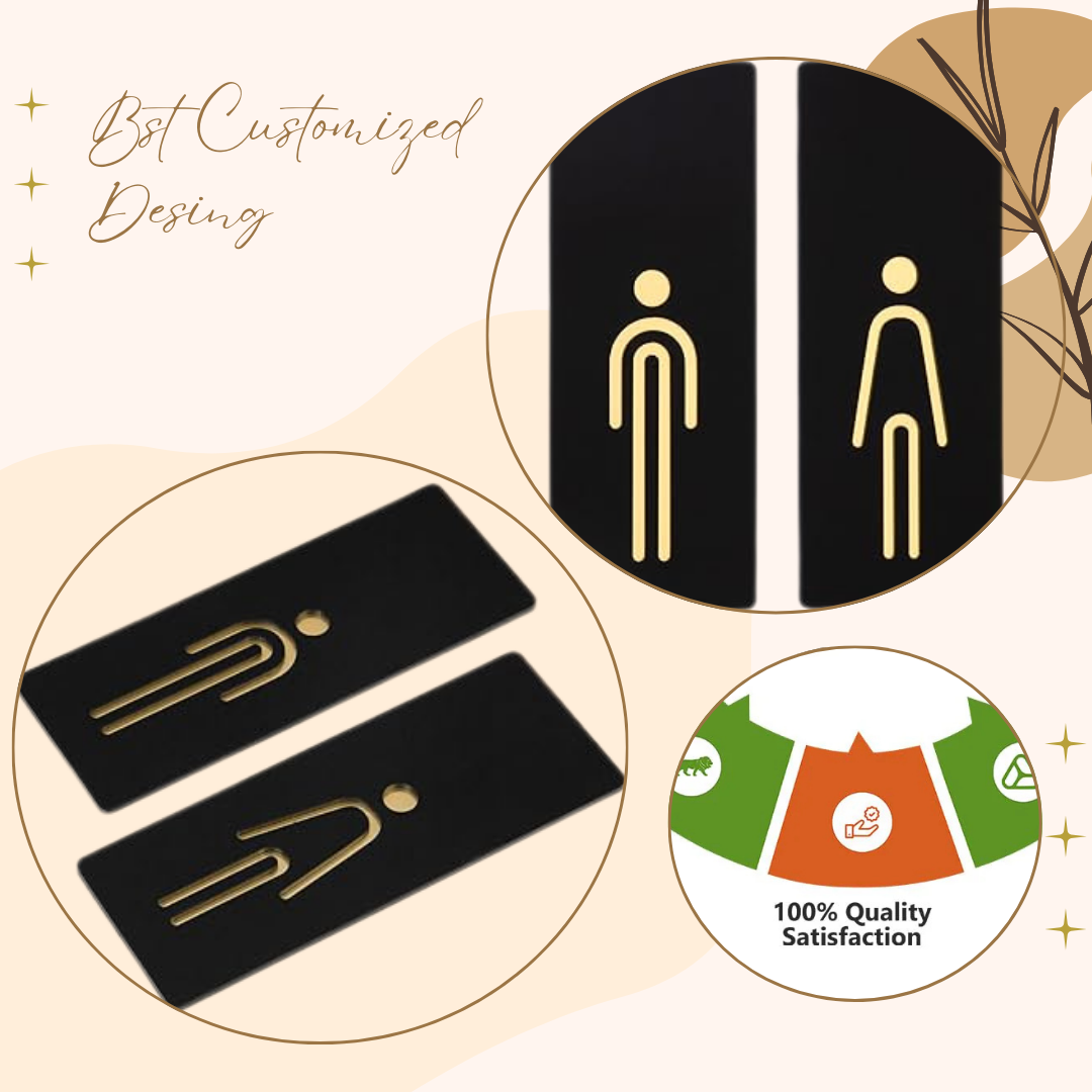 Premium Black & Gold Restroom Sign Set – Male & Female