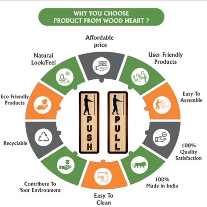 Vertical Wooden Push & Pull Door Sign Board – Silhouette Figure Design