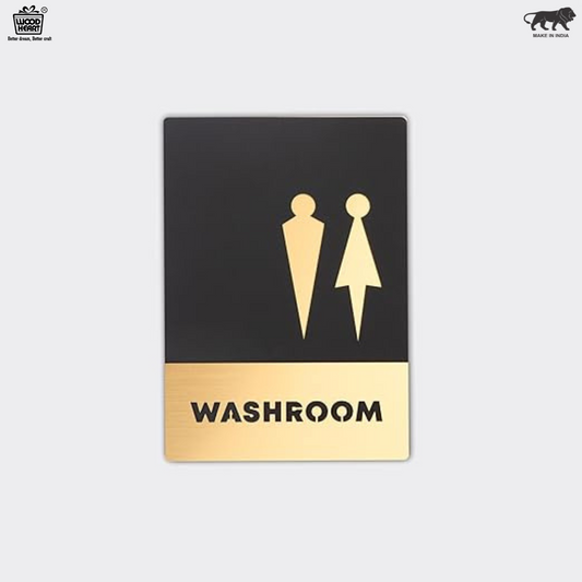 Premium Black & Gold Washroom Sign – Unisex