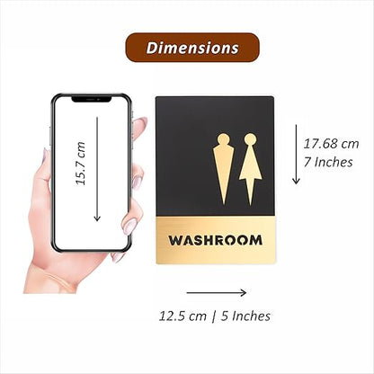 Premium Black & Gold Washroom Sign – Unisex