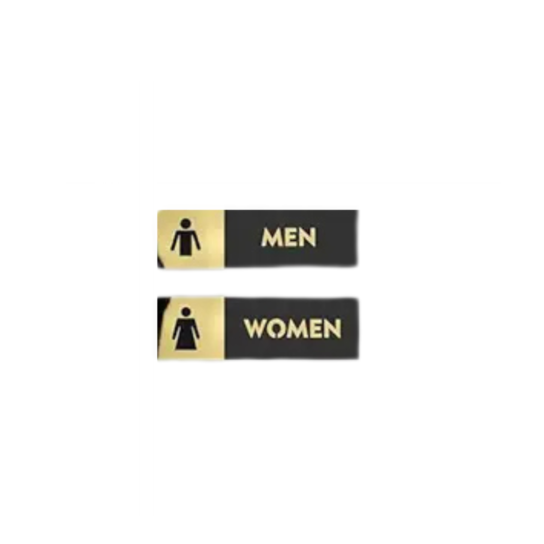 Black & Gold Men/Women Restroom Sign Set