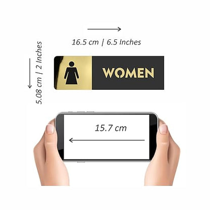 Black & Gold Men/Women Restroom Sign Set