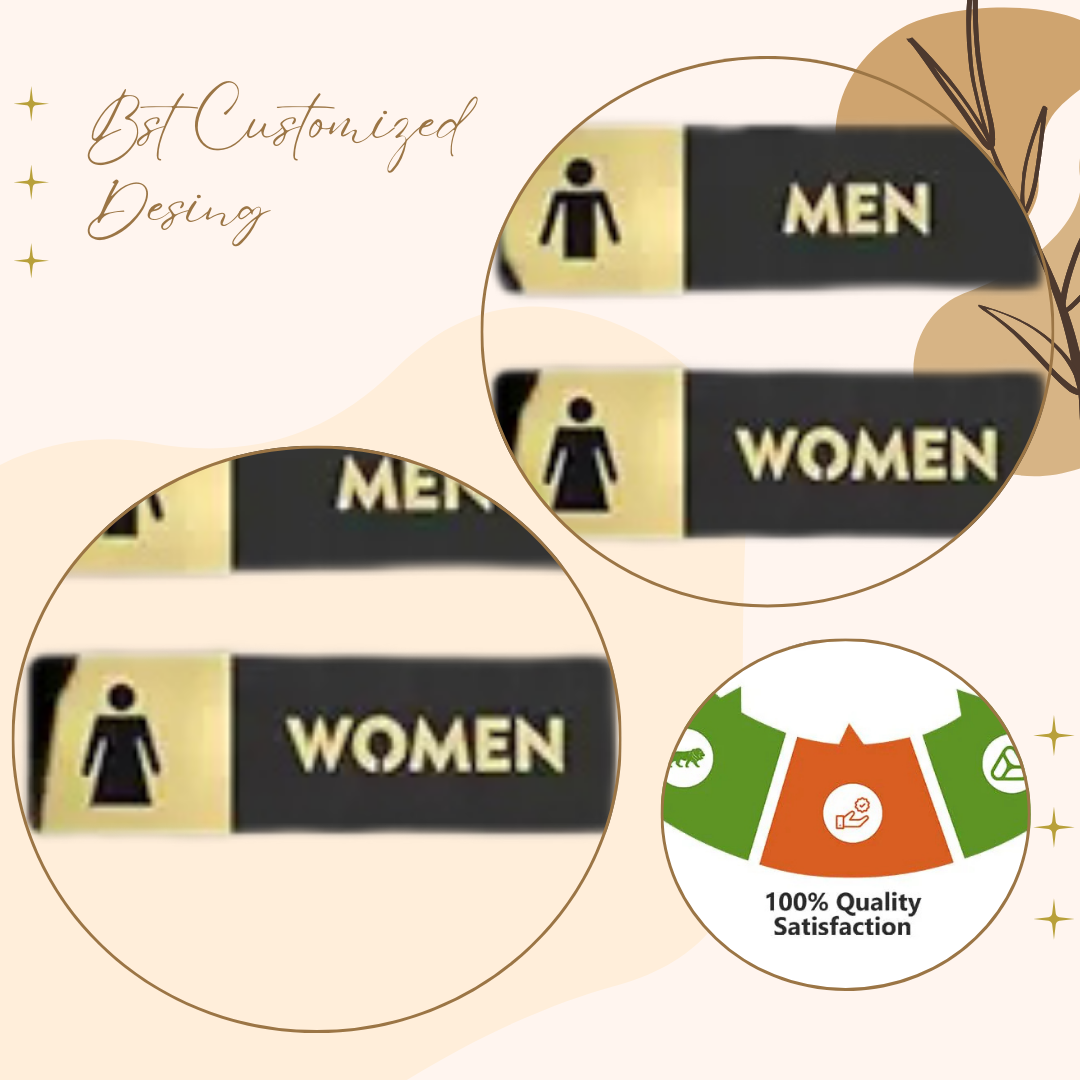 Black & Gold Men/Women Restroom Sign Set