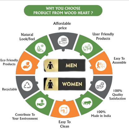 Black & Gold Men/Women Restroom Sign Set