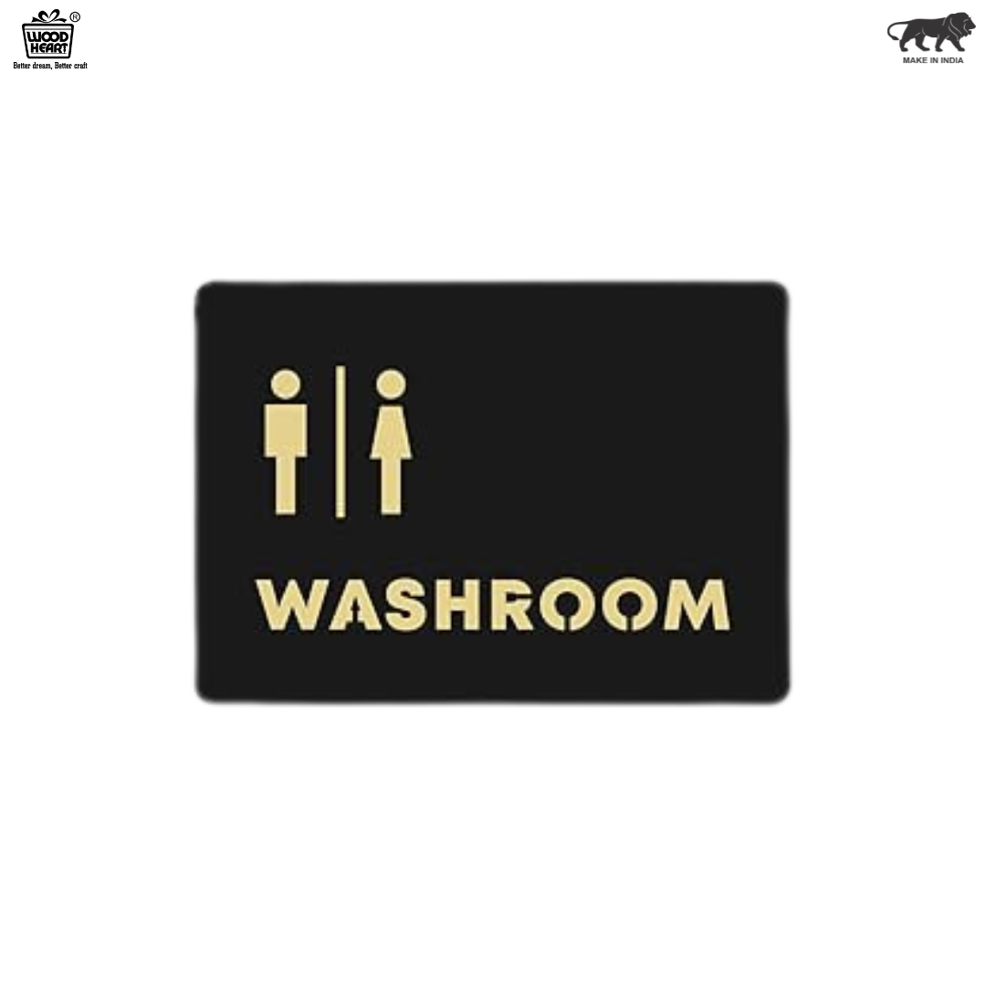 Luxury Washroom Indicator Sign – Gold on Black Finish