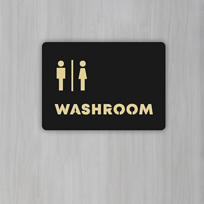 Luxury Washroom Indicator Sign – Gold on Black Finish