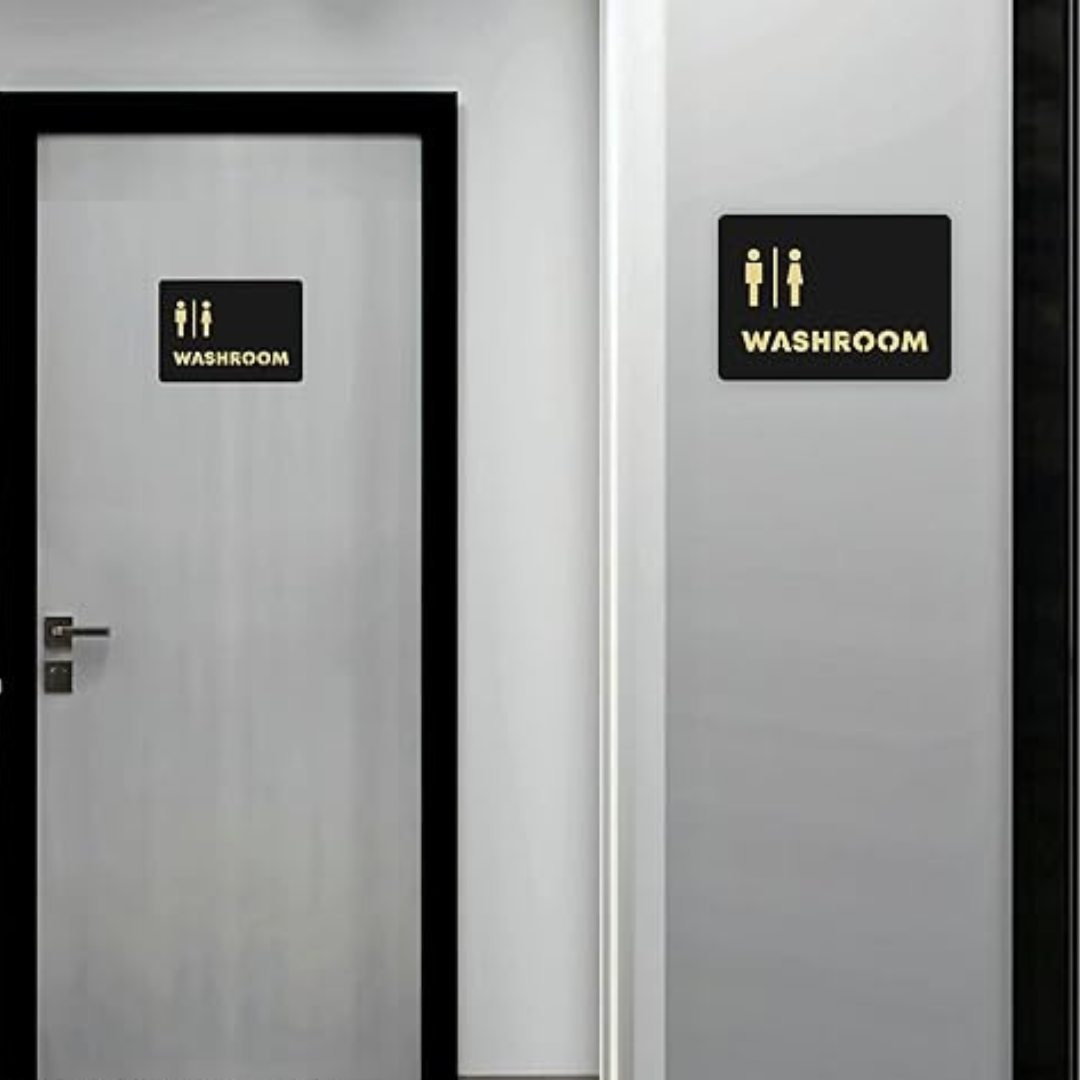 Luxury Washroom Indicator Sign – Gold on Black Finish