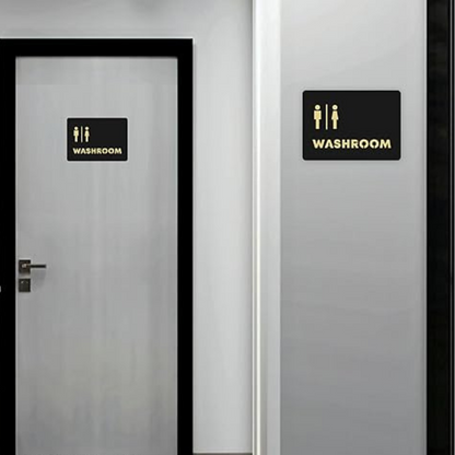 Luxury Washroom Indicator Sign – Gold on Black Finish