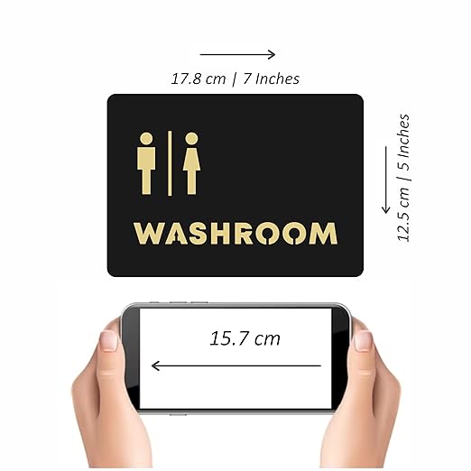 Luxury Washroom Indicator Sign – Gold on Black Finish