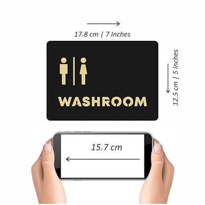 Luxury Washroom Indicator Sign – Gold on Black Finish