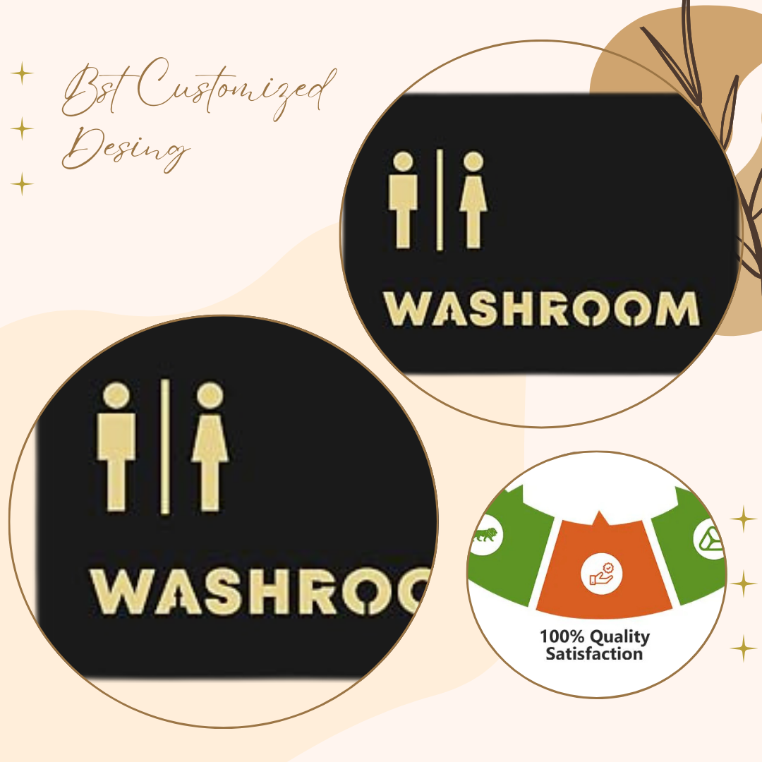 Luxury Washroom Indicator Sign – Gold on Black Finish